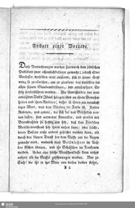 Anstatt einer Vorrede