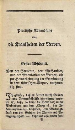 Practische Abhandlung über die Nervenkrankheiten