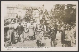 Ansichtskarte "Omnibus-Haltestelle am Blücherplatz um 1900"