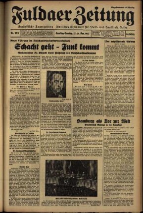 Erste Ausgabe vom Sonntag, den 28. November 1937.