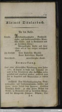 Kleines Titularbuch
