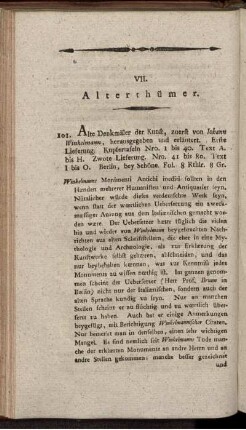 VII. Alterthümer.