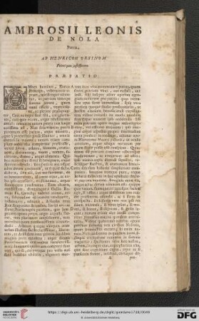 Ambrosii Leonis: De Nola Patria, ad Henricum Ursinum, Principem justissimum