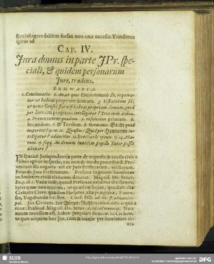 Cap. IV. Iura domus in parte IPr. speciali, & quidem personarum Iure, traedens
