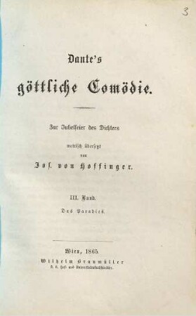 Dante's göttliche Comödie, 3. Das Paradies