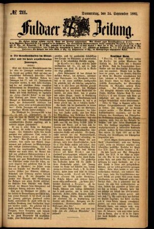 Ausgabe vom Donnerstag, den 14. September 1882.