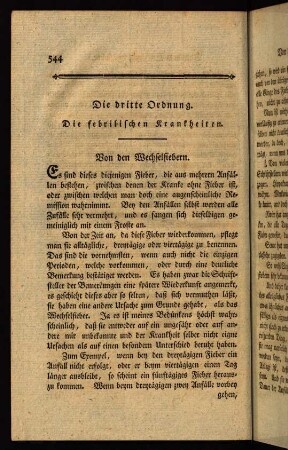 Die 3. Ordnung. Die febrilischen Krankheiten