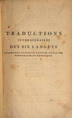 Traductions interlineaires des Six Langues