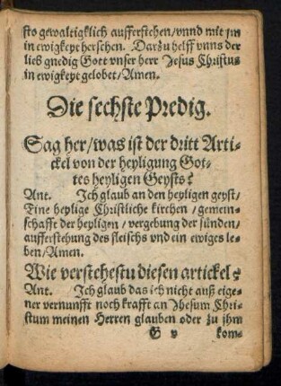 Die sechste Predig.