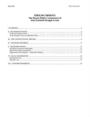 Stifling dissent : the human rights consequences of inter-factional struggle in Iran