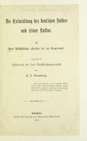 2: Vom Westfälischen Frieden bis zur Gegenwart : zugleich ein Hilfsbuch für den Geschichtsunterricht