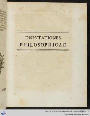 Disputationes Philosophicae.