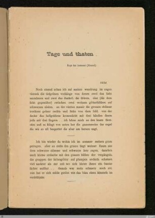 Tage und thaten / [Stefan George]