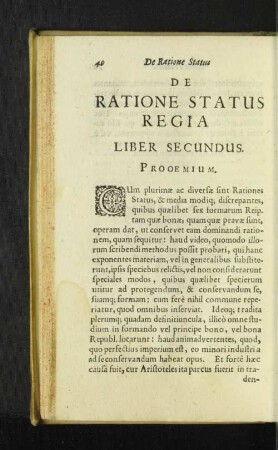 De Ratione Status Regia Liber Secundus.