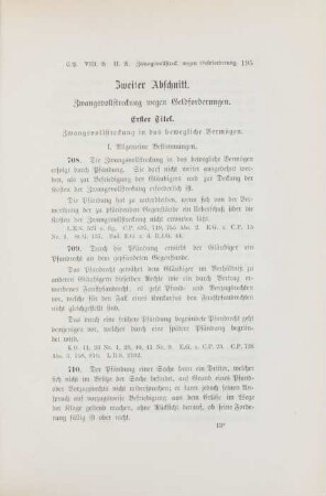 Zweiter Abschnitt. Zwangsvollstreckung wegen Geldforderungen
