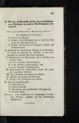 Welche Hindernisse stehen dem vierstimmigen Gesange in unsern Volksschulen entgegen?
