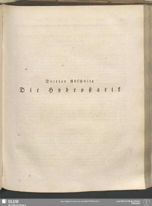 Dritter Abschnitt Die Hydrostatik