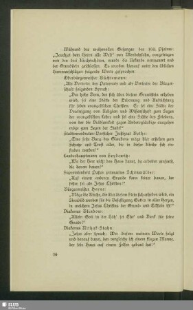 Worte bei der Grundsteinlegung der Lutherkirche