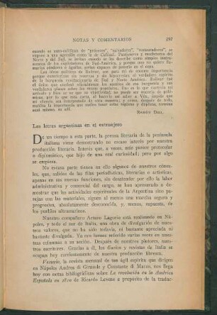 Las letras argentinas en el extranjero