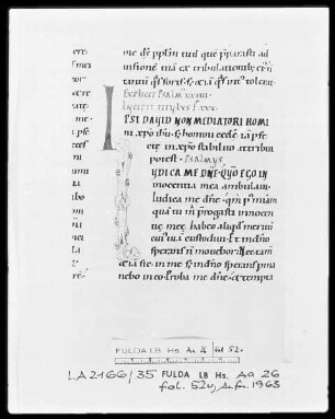 Augustinus, Enarrationes in Psalmos 1-50 — Initiale I, Folio 52 verso