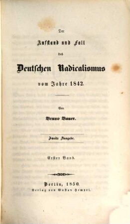 Der Fall und Untergang der neuesten Revolutionen, 2,1. Der Aufstand und Fall des deutschen Radicalismus vom Jahre 1842