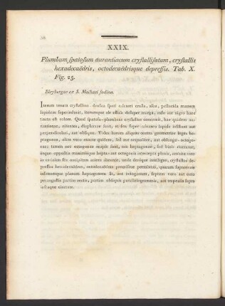 XXIX. Plumbum spatosum aurantiacum crystallisatum, crystallis hexadecaedris, ... Tab. X. Fig. 25
