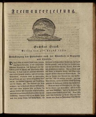 Sechstes Stück. Berlin den 9ten August 1783.