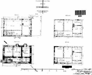 Schwabsberg: Empfangsgebäude Verwaltungsgebäude Grundrisse UG,1.-3.OG