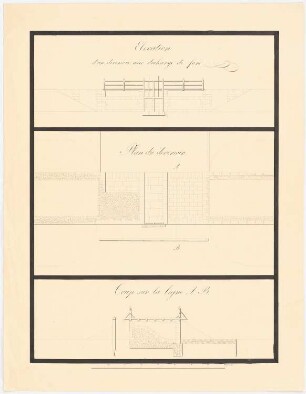 Stauwehr: Ansicht, Schnitte (vgl. Inv.Nr. 1101)