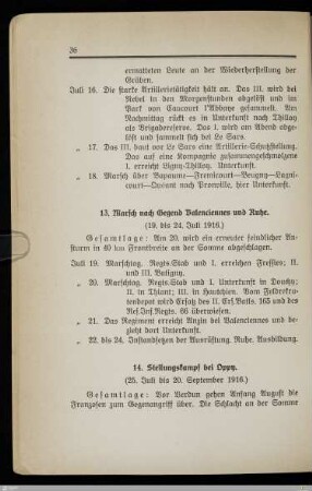13. Marsch nach Gegend Valenciennes und Ruhe