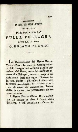 Sulla Pellagra