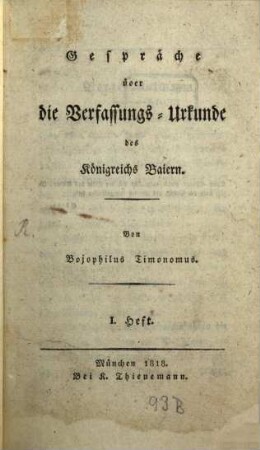 Gespräche über die Verfassungs-Urkunde des Königreichs Baiern, 1