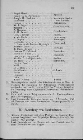 M. Sammlung von Denkmünzen.