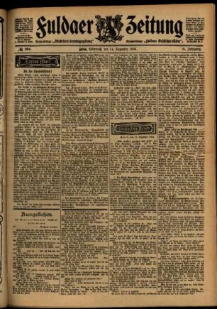 Erste Ausgabe vom Mittwoch, den 14. Dezember 1904.