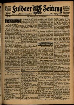 Erste Ausgabe vom Mittwoch, den 14. Dezember 1904.