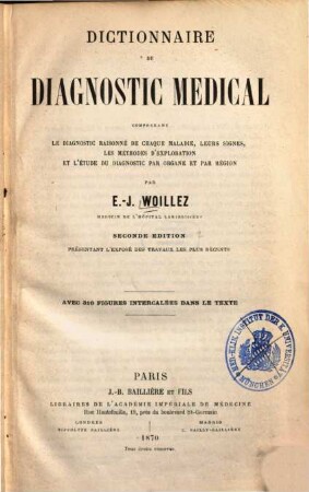 Dictionnaire de diagnostic médical : Avec 310 fig. intercalées dans le texte