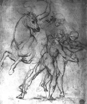 Kämpfende mit Pferd
