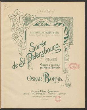 Soirée de St. Petersbourg : Romance für Cornet à pistons mit Klavier oder Harfe : op. 23
