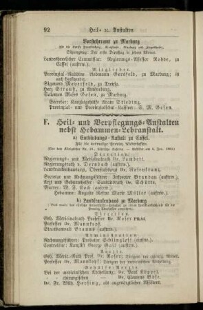 Heil- und Verpflegungs-Anstalten nebst Hebammen-Lehranstalt