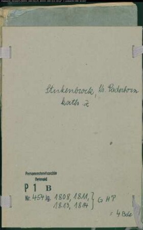 Zivilstandsregister der katholischen Gemeinde Stukenbrock, Kreis Paderborn (GHT 1808, 1811, 1813-1814) (Gemeinde: Katholische Gemeinde Stukenbrock)