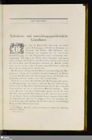 Ästhetische und entwicklungsgeschichtliche Grundlinien