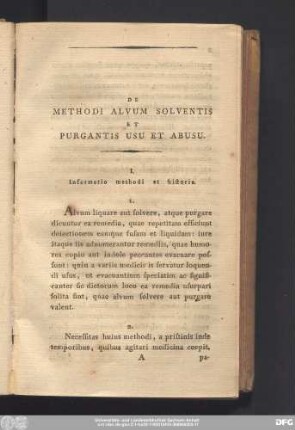 I. Informatio methodi et historia.