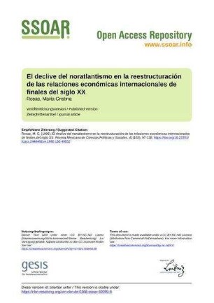 El declive del noratlantismo en la reestructuración de las relaciones económicas internacionales de finales del siglo XX