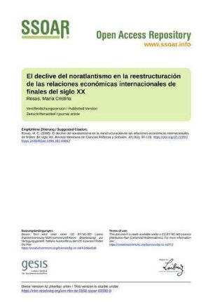 El declive del noratlantismo en la reestructuración de las relaciones económicas internacionales de finales del siglo XX