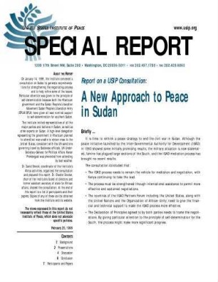 A new approach to peace in Sudan: report on a USIP consultation