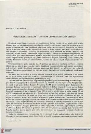 14: Współczesne muzeum - centrum upowszechnienia sztuki?