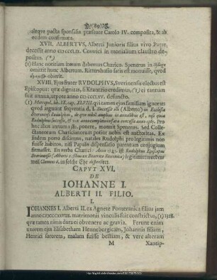 Caput XVI. De Johanne I. Alberti II. Filio