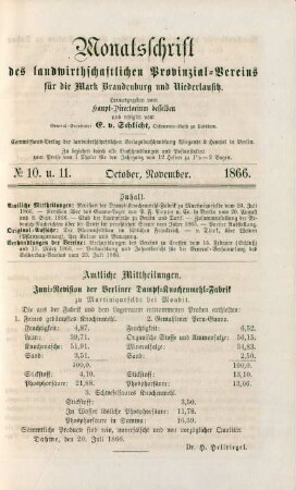 No 10. u. 11. October, November. 1866.