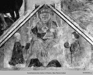 Altar des Heiligen Sebastian : Thronender Heiliger Petrus mit Stiftern