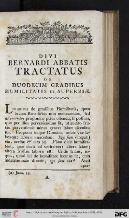 Divi Bernardi Abbatis tractatus de duodecim gradibus humilitatis et superbiae